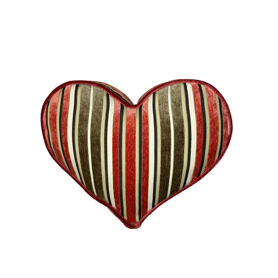 Heart Pillow Stripe , Salmon and Clay