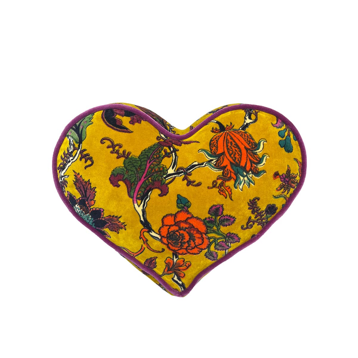 Heart Pillow – Floral on curry